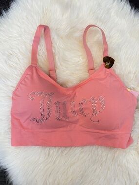 NWOT JUICY COUTURE INTIMATES SEAMLESS BRA PINK CRYSTALS BLING Y2K 1X